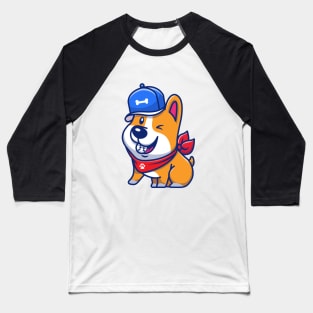 Cute Corgi With Baseball And Bone Hat Baseball T-Shirt